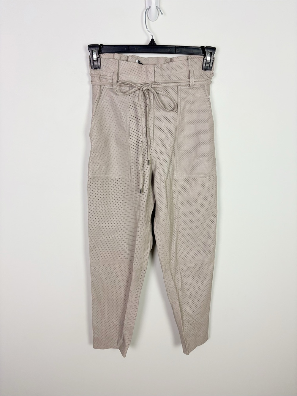 IRO Paris Adeus Lamb Leather Perforated Rapered Pants Size 36